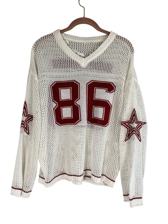 Unbranded Sweaters - Crochet Mesh Knit Sweater 86 Athletic L Y2k Sporty Streetwear Summer Beach 80s